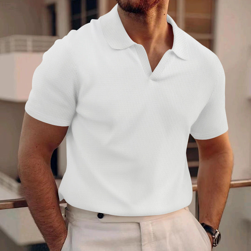 Herren Poloshirt Waffelstruktur Lässig Modern