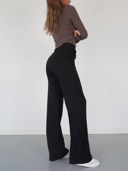 Damenhose Gerade Passform Elegant Schwarz - Norvielle
