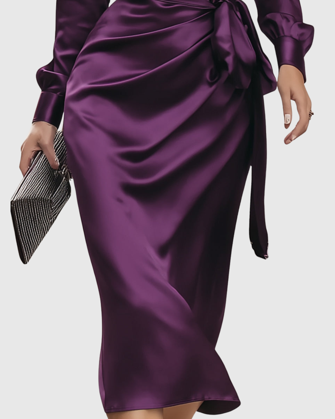 Damen Wickelkleid Verstellbarer Bund Elegantes Design