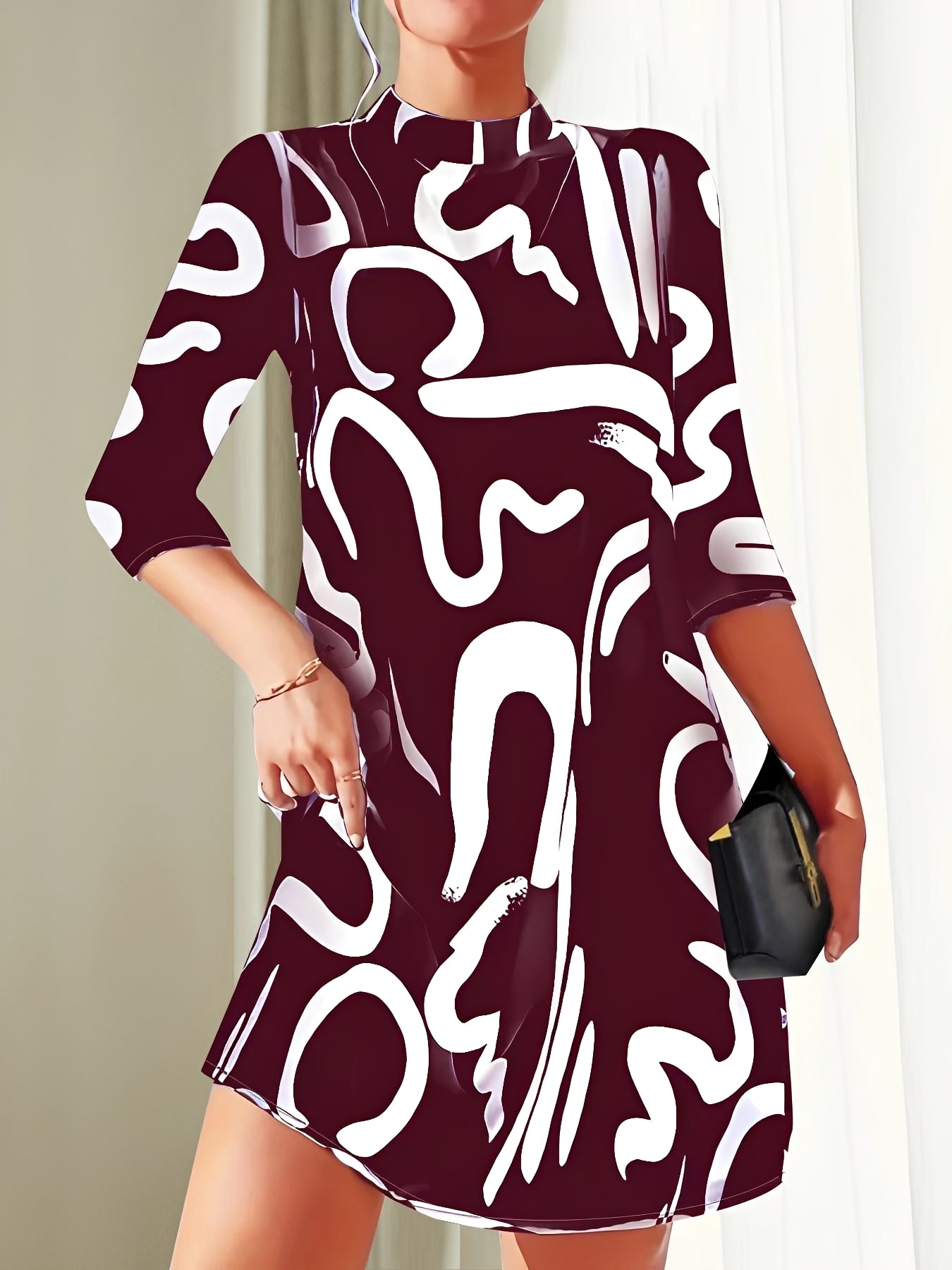 Damen Abendkleid Bedruckt Elegantes Kleid