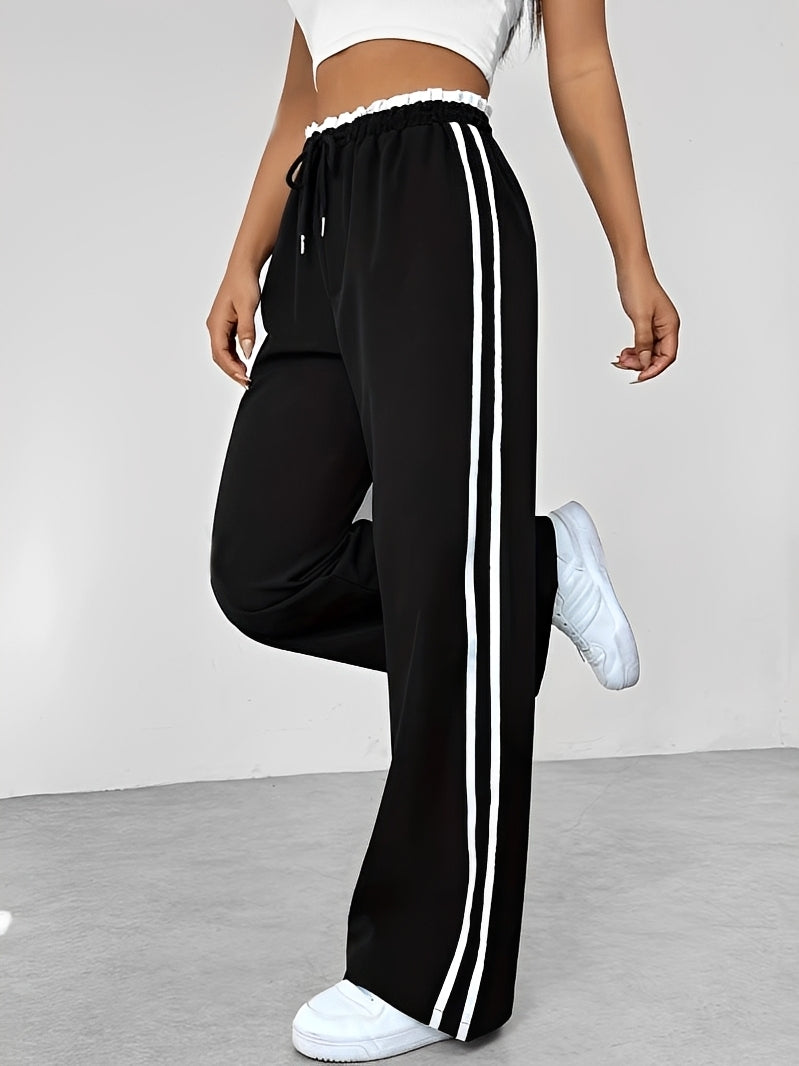 Damen Straight-Hose Sportlich Bequem Weit