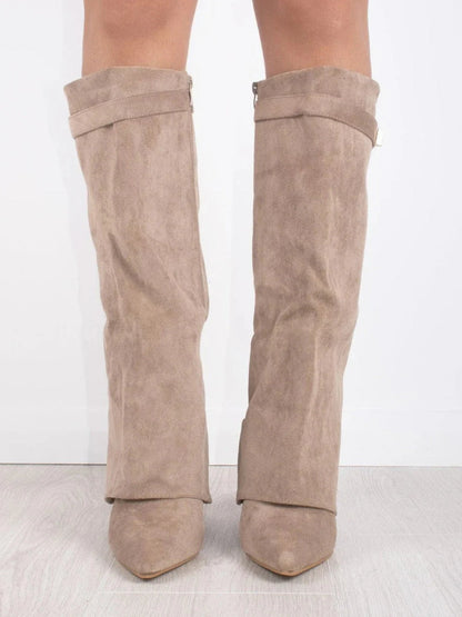 Damen Stiefel Suede Elegant Gold