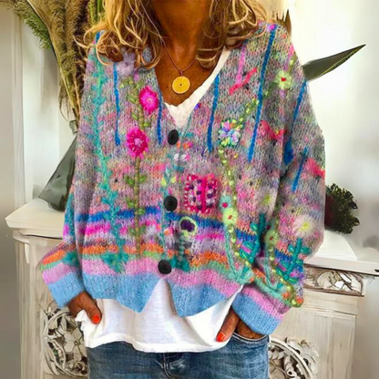 Damen Kuschelpullover Weich Warm Bunt