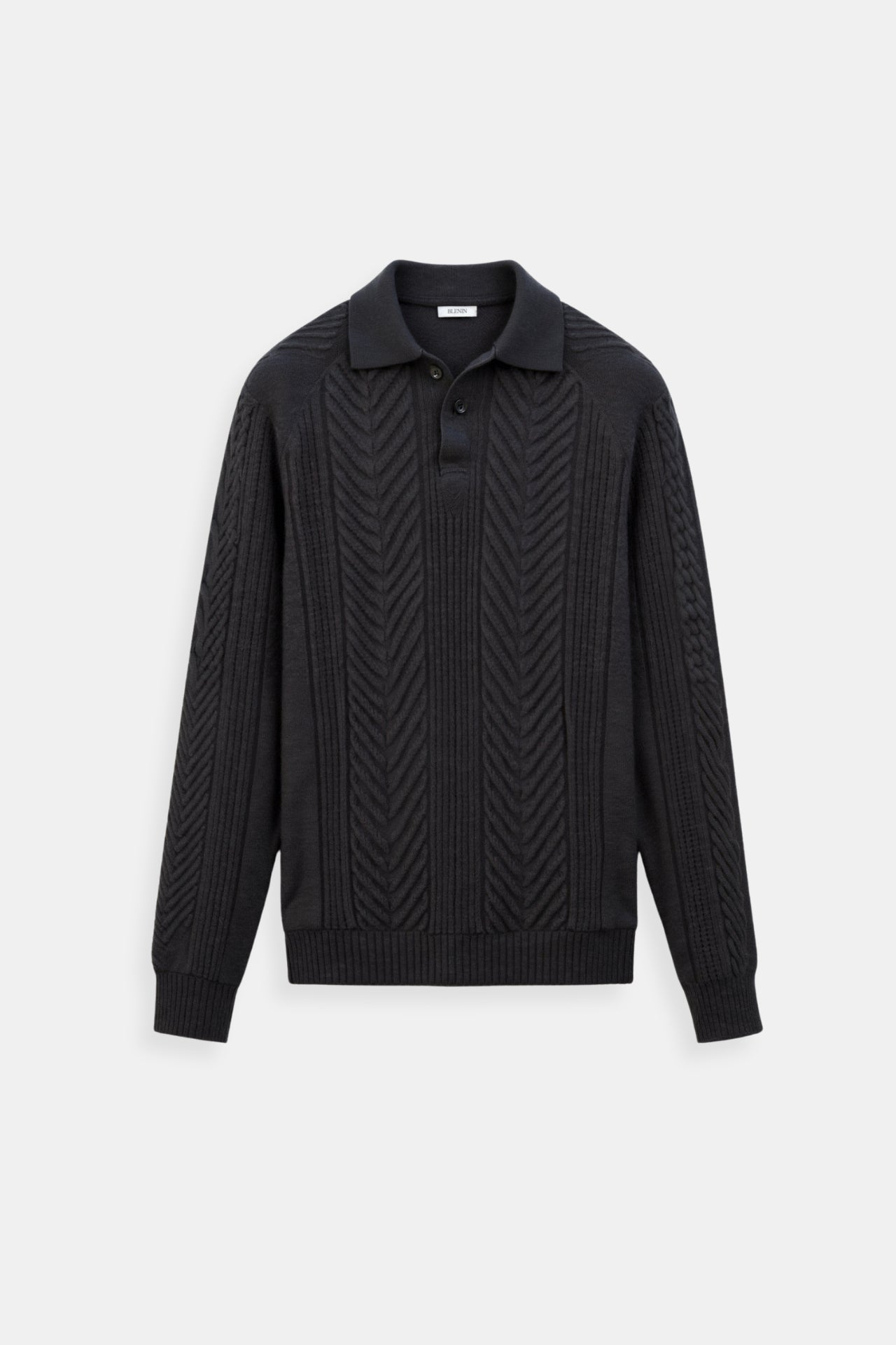 Klassischer Strickpullover Damen Polo Kragen Zopfmuster