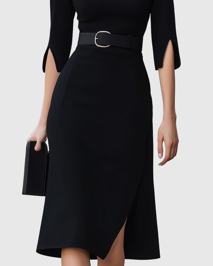 Elegantes Damen Midi-Kleid Minimalistisch