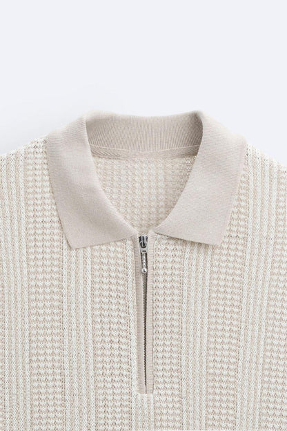 Herren Strickpolo Mit Reißverschluss Sportlich Modern