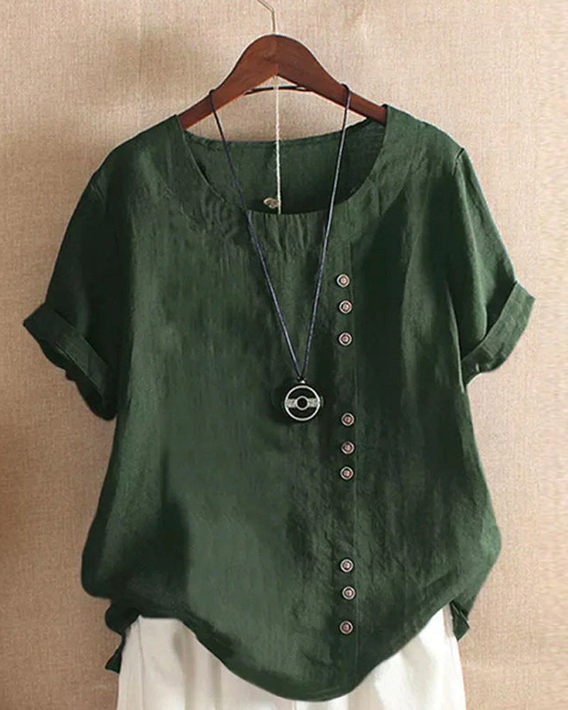 Damen Bluse Kurzärmelig Rundhals