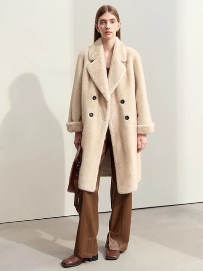 Damen Wollmantel Doppelöffnung Winter