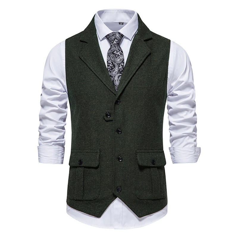 Herren Weste Elegant Baumwolle Mit Seitentaschen