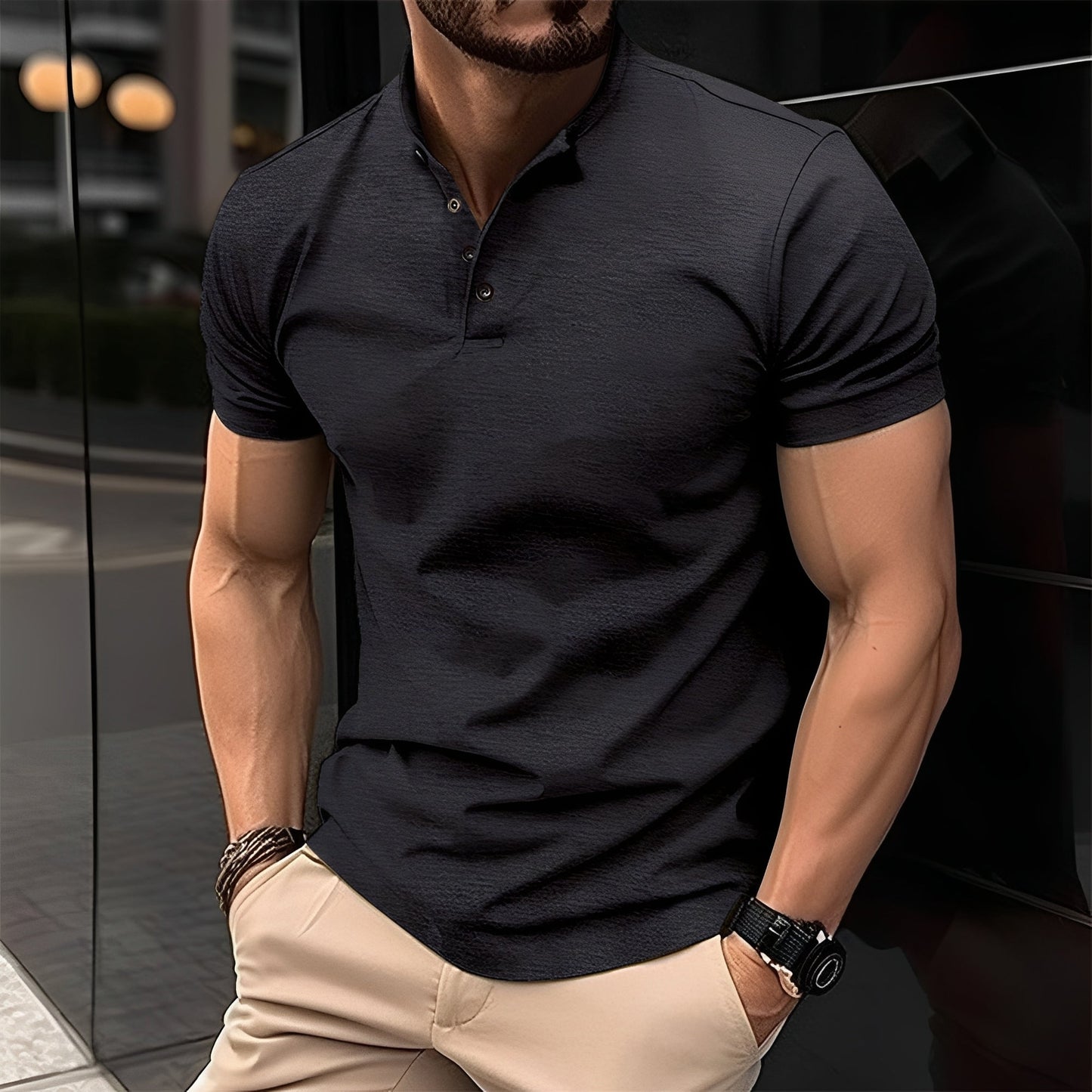 Herren Poloshirt aus Baumwolle mit Knöpfen