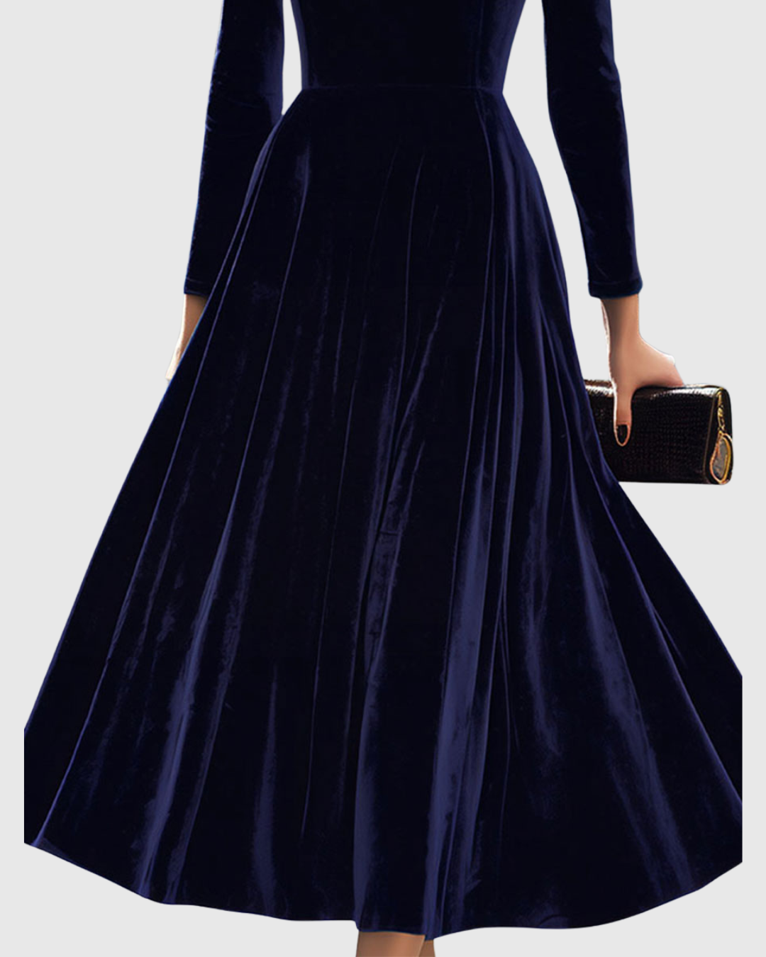 Elegantes Damen Samtkleid Party Midikleid