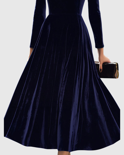 Elegantes Damen Samtkleid Party Midikleid