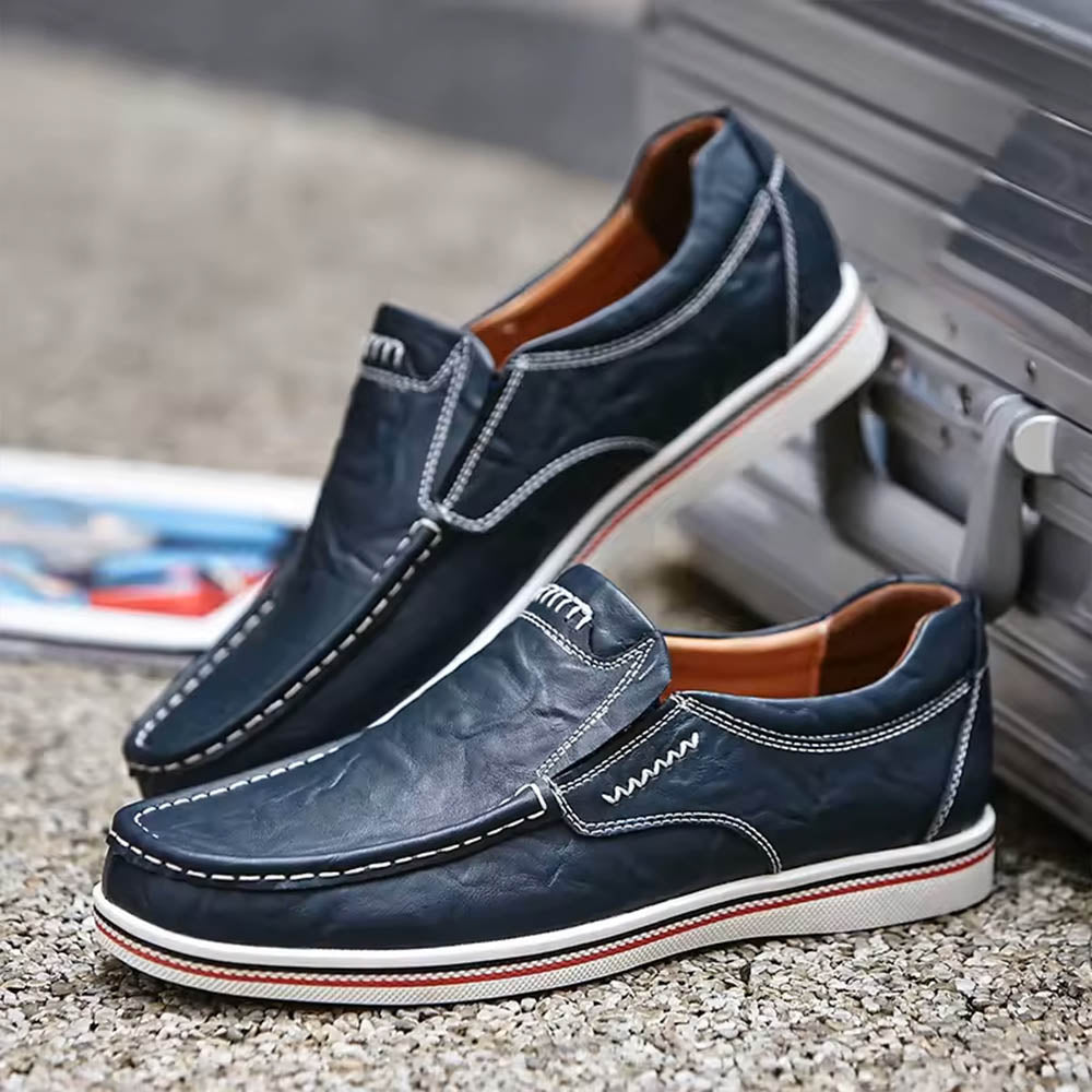 Herren Mokassin Loafers Braun Leder