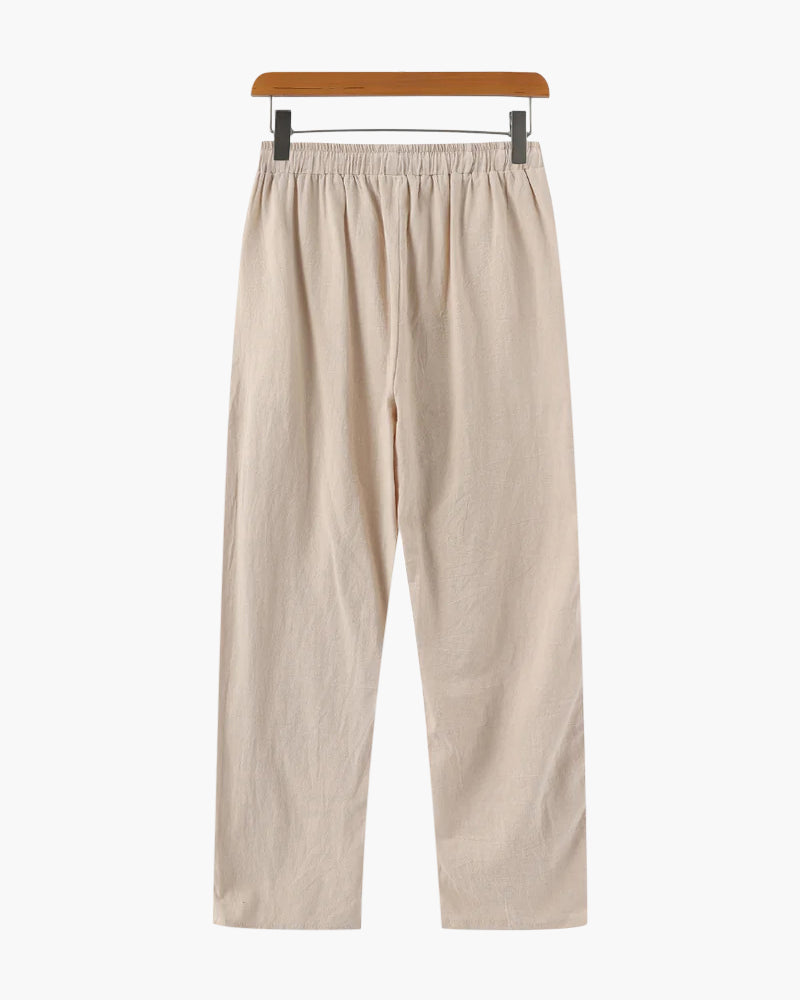 Herren Leinenhose Elastisch Bequem Sommer