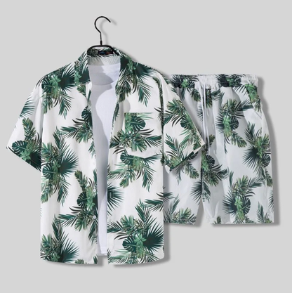 Herren Hawai Hemd Set Casual Leicht Freizeit
