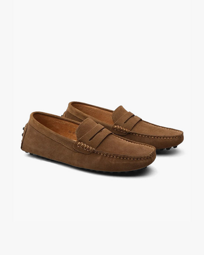 Herren Mokassinschuh Wildleder Braun