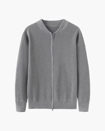 Herren Strickjacke Rippstrick Stehkragen Reißverschluss