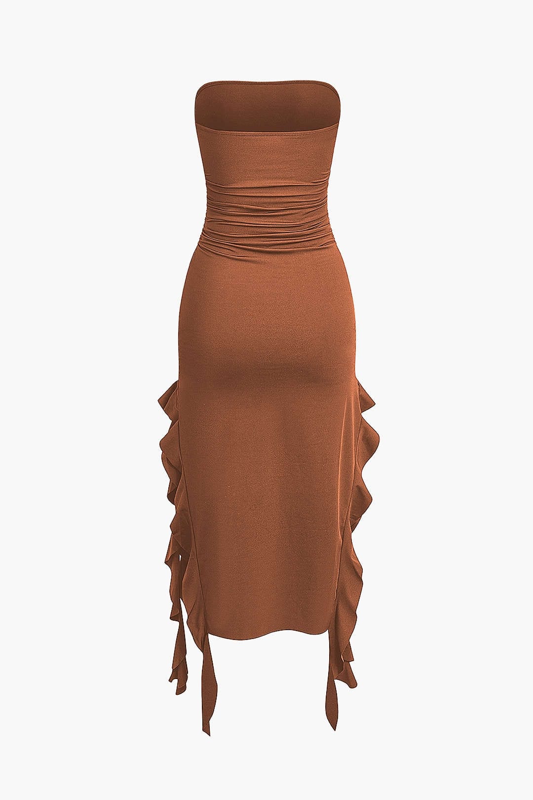 Damen Maxikleid Volant Rüschen Eleganz
