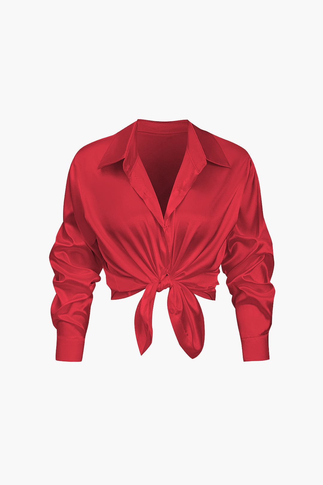 Damenbluse Langarm Seiden-Satin Elegante Bluse