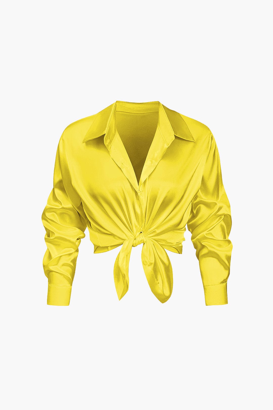 Damenbluse Langarm Seiden-Satin Elegante Bluse