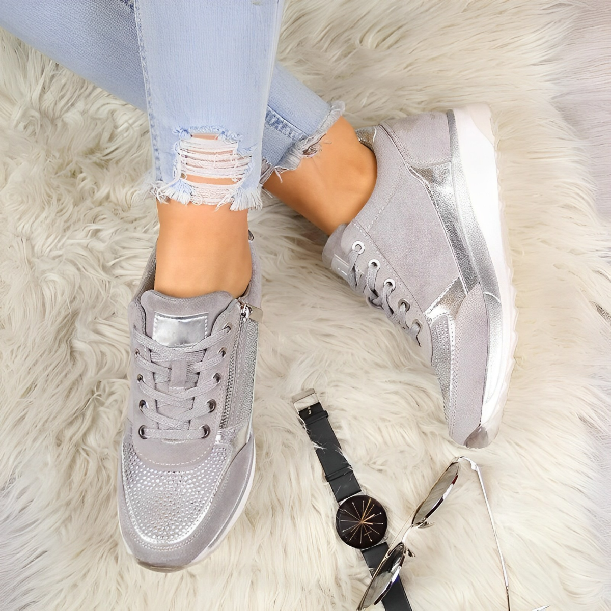 Laufschuhe Damen Bequem Schnellverschluss