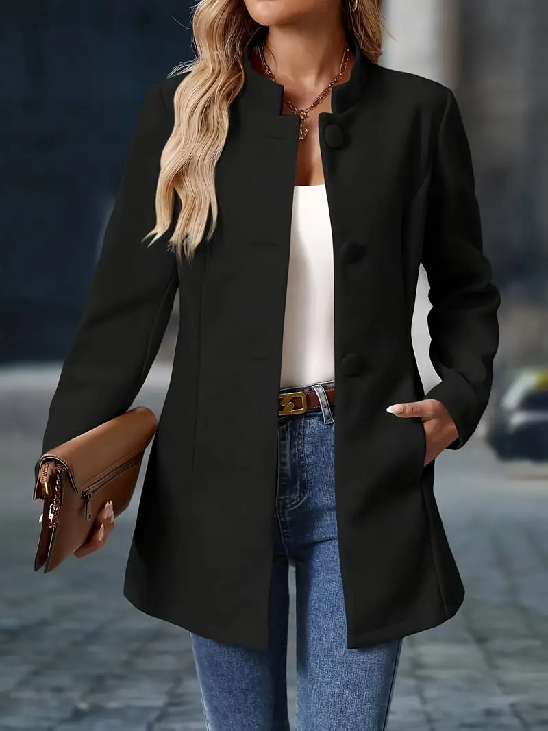 Damen Wintermantel Lang Knöpfe Modern