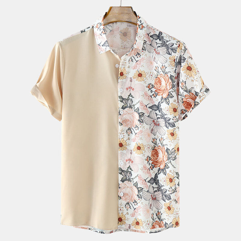 Herren Kurzarmhemd Blumenmuster Sommer Weiss - Norvielle