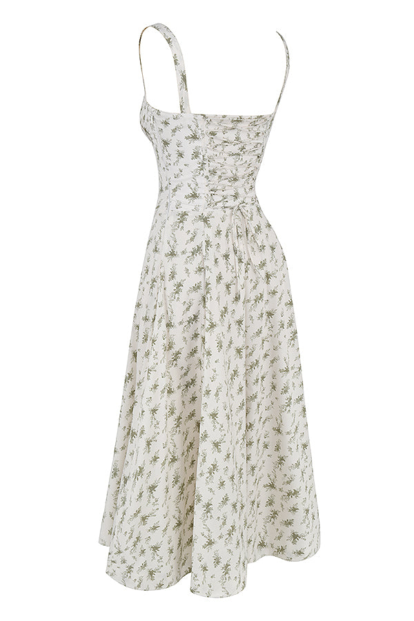 Pastellgrünes Damen-Midikleid Taillenformendes Sommerkleid