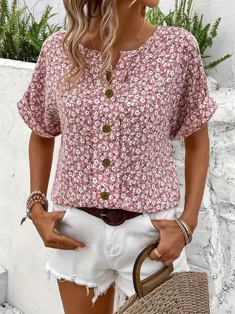 Damen Sommerbluse Florale Blüten Modern