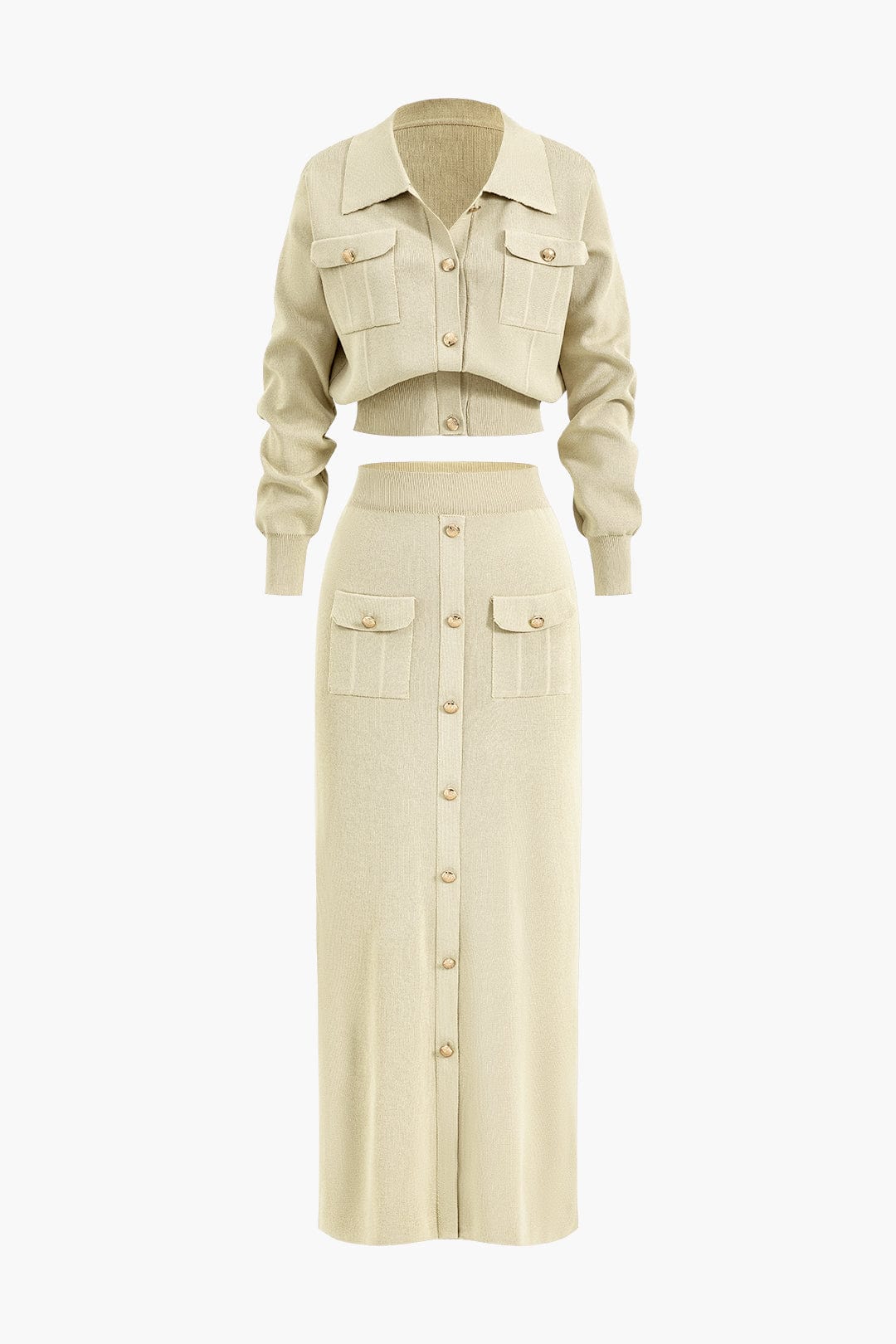 Damen Strickblazer Rock Kombination