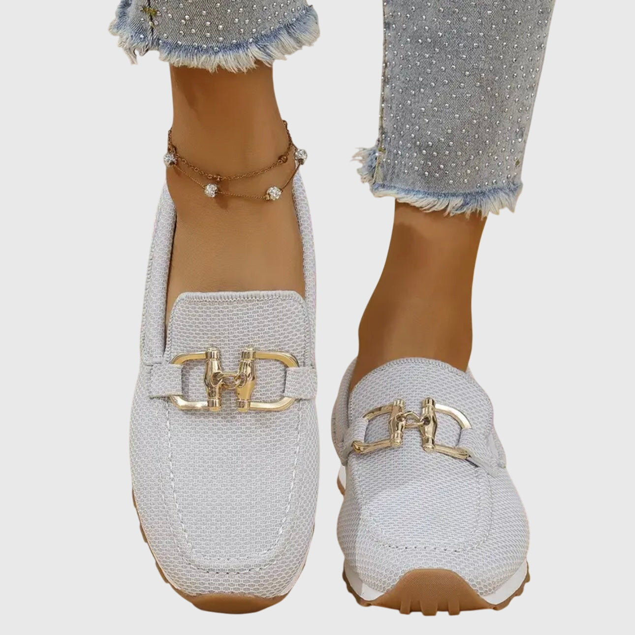 Damen Slip-On Loafer Schuhe Bequem Leder Braun