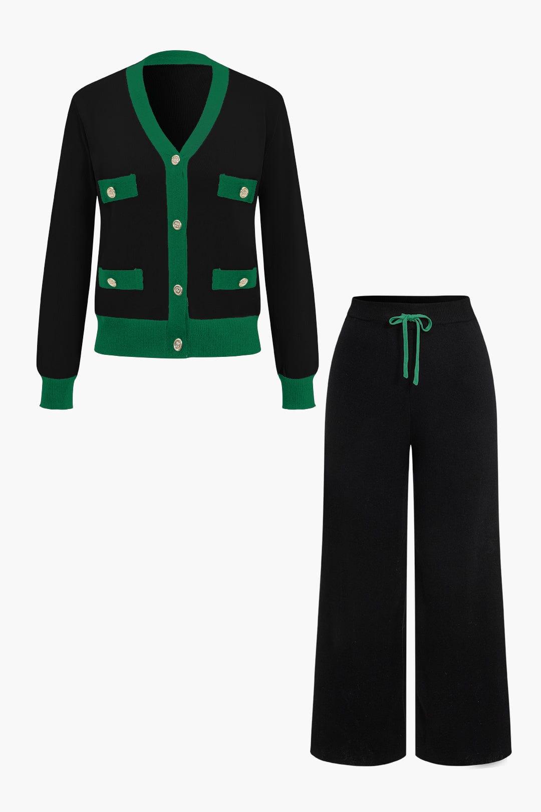 Damen Strick-Set Cardigan und Hose Lang