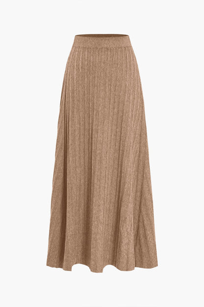 Damen Midirock Plissee Elastisch