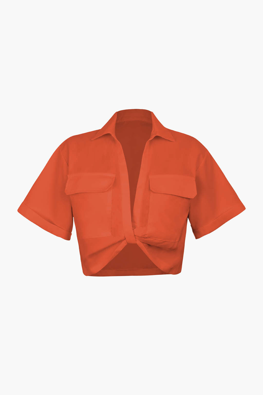 Damen Kurzarmshirt Crop Modern mit Kragen