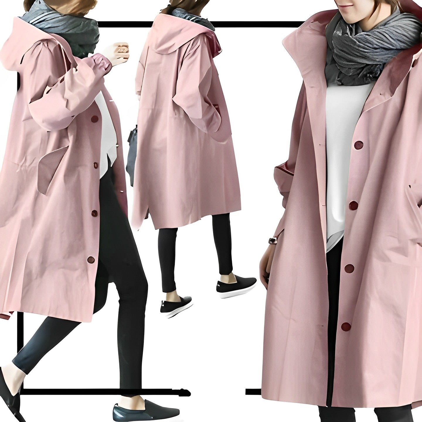 Wasserdichte Damen Winterjacke Lang Mit Kapuze