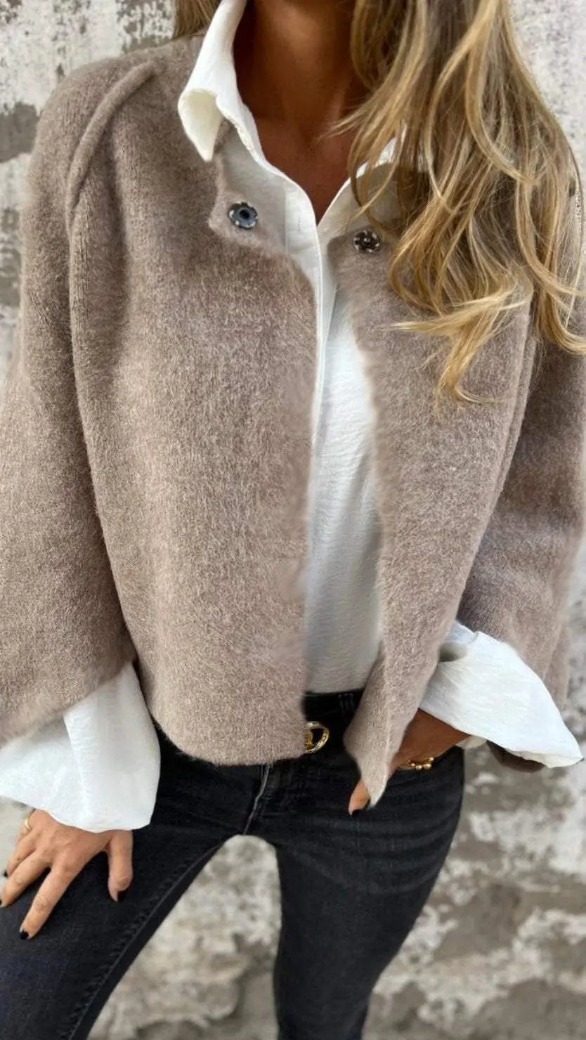 Damen Wollmantel Langärmlig Rundhals Warm - Norvielle