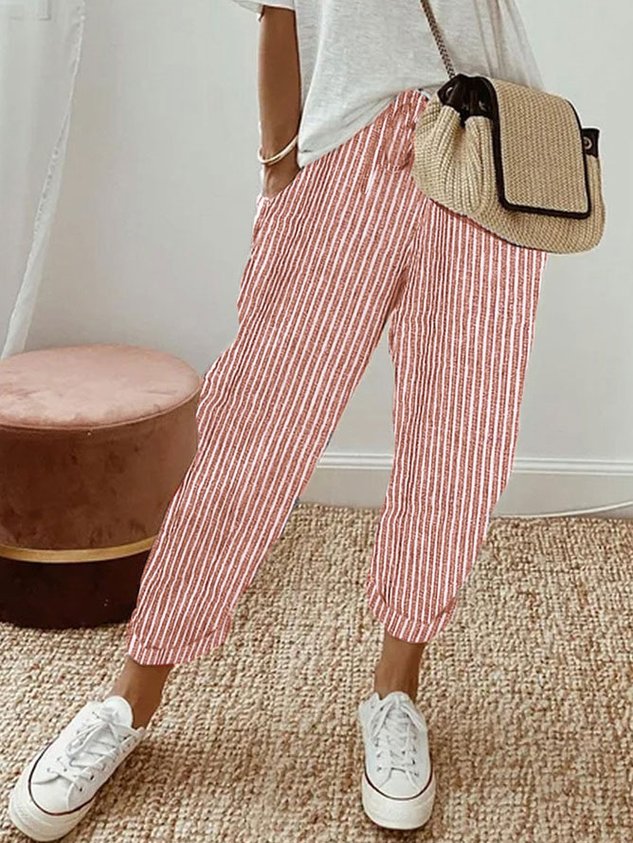 Damen Leinenhose Bequem Freizeit Stilvoll