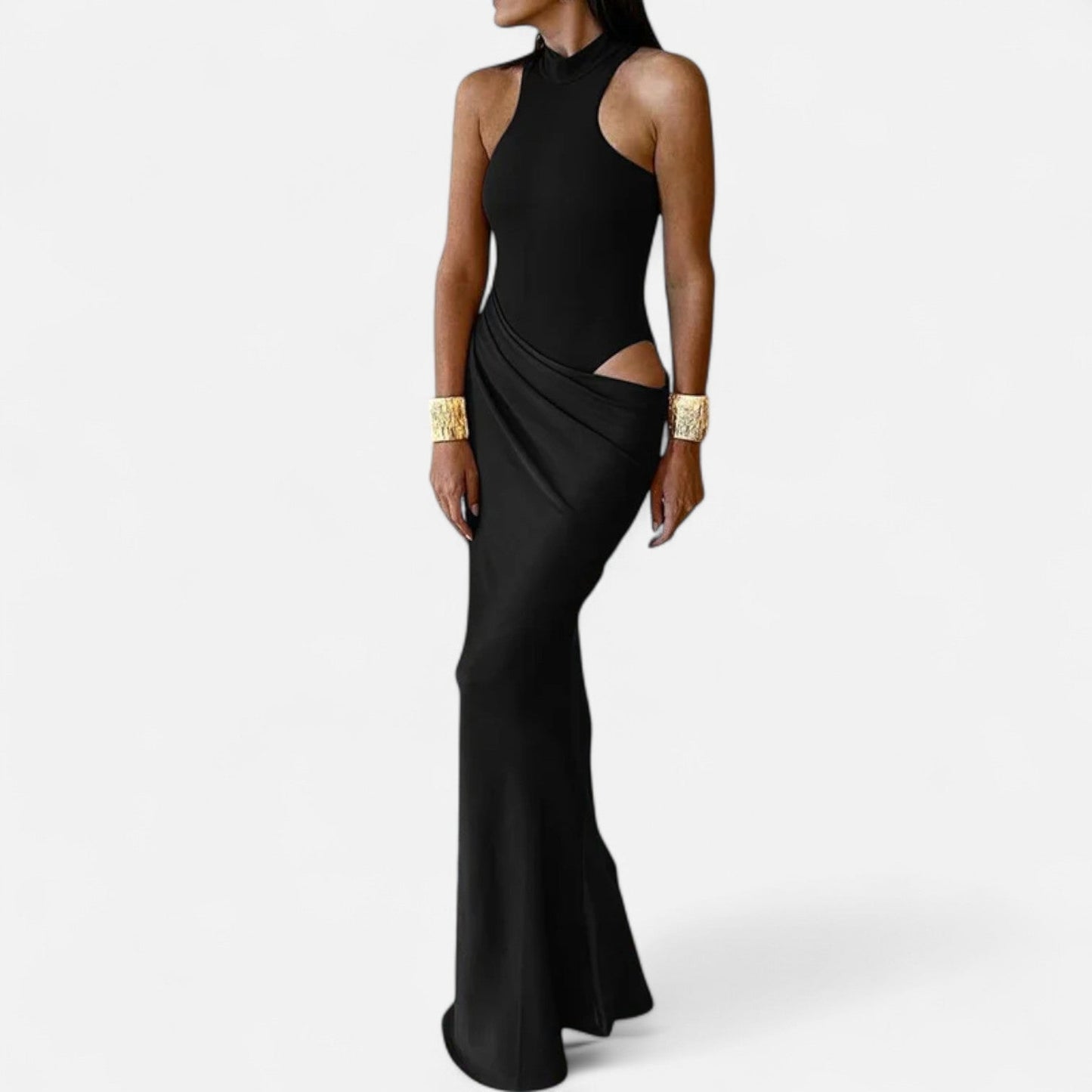 Damen Maxikleid Neckholder Cut-Out-Sommerkleid