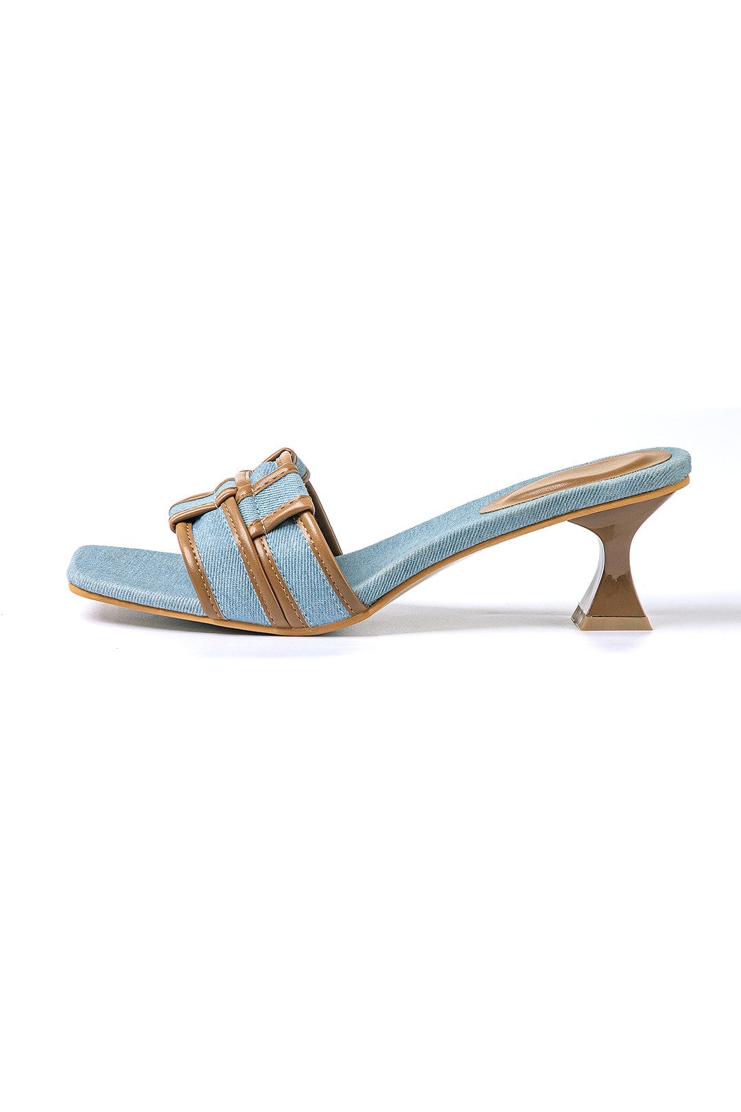 Damen Mules Denim Blockabsatz Elegantes Design