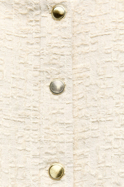 Damen Bouclé Kurzjacke Goldknöpfe