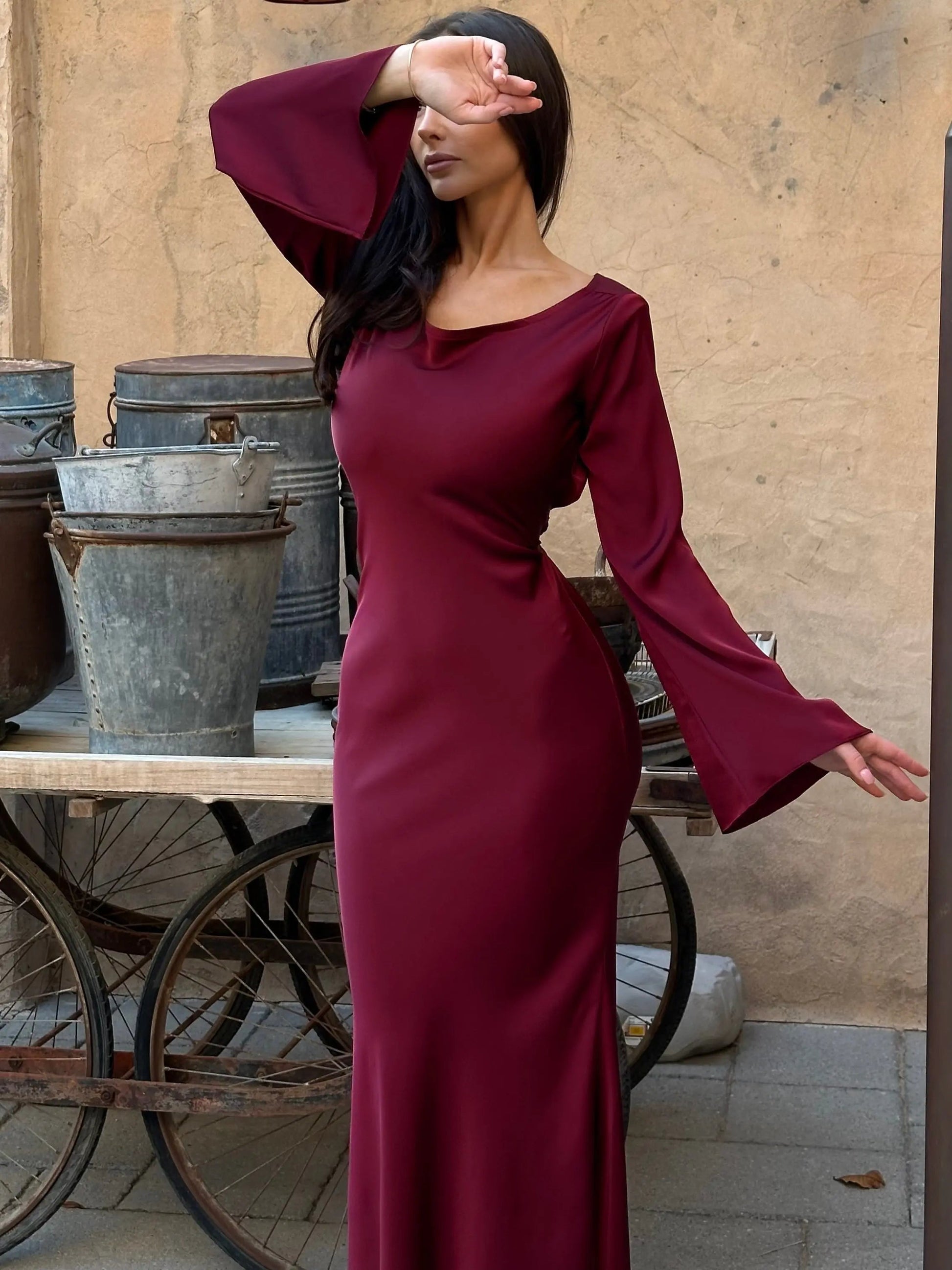 Sophie | Langärmliges Maxikleid – Fließender Schnitt für Eleganz und Komfort Zendoo.de