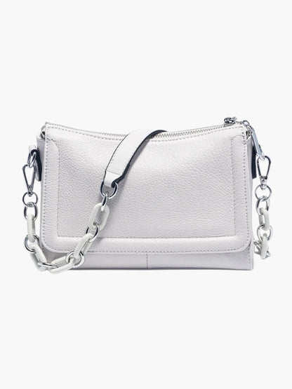 Weiße Damen Lederschultertasche Elegantes Design - Norvielle