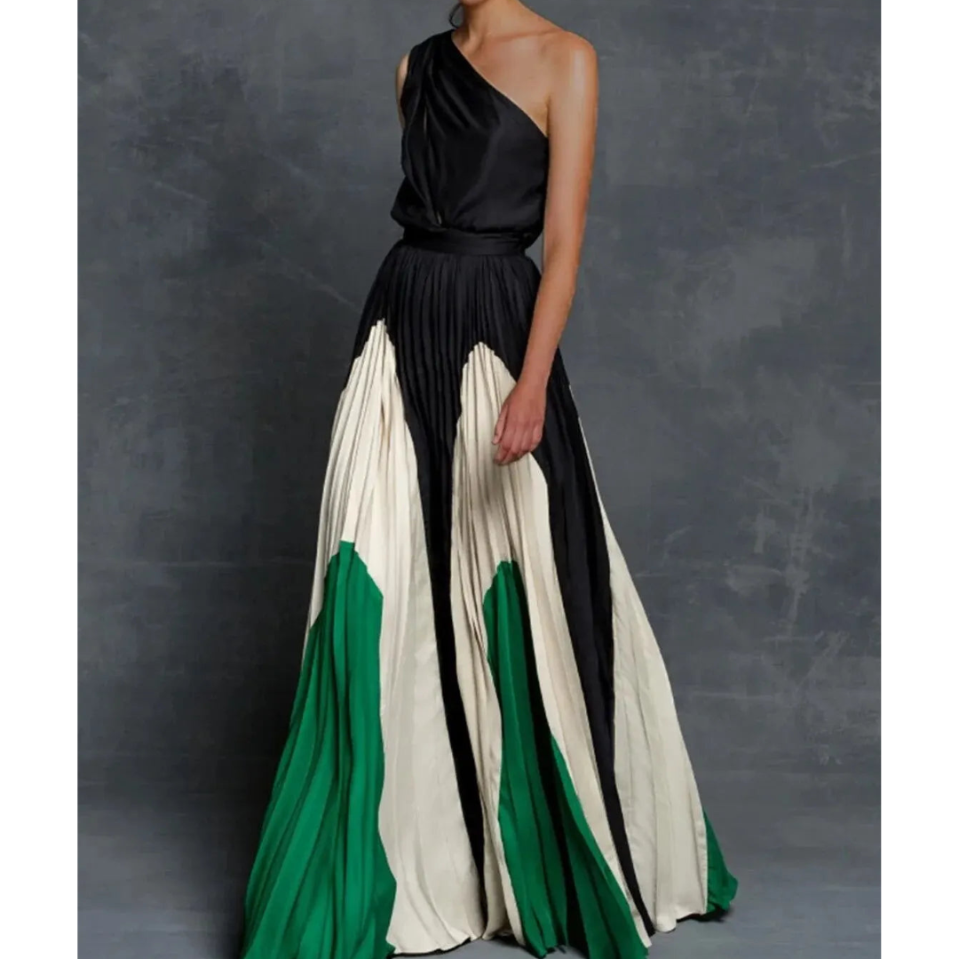 Damen Maxikleid Asymmetrisch Schulter Fließend