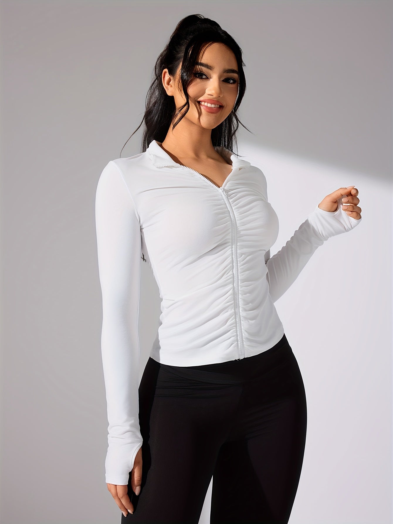 Damen Sportjacke Langarm Lässig Schwarz - Norvielle