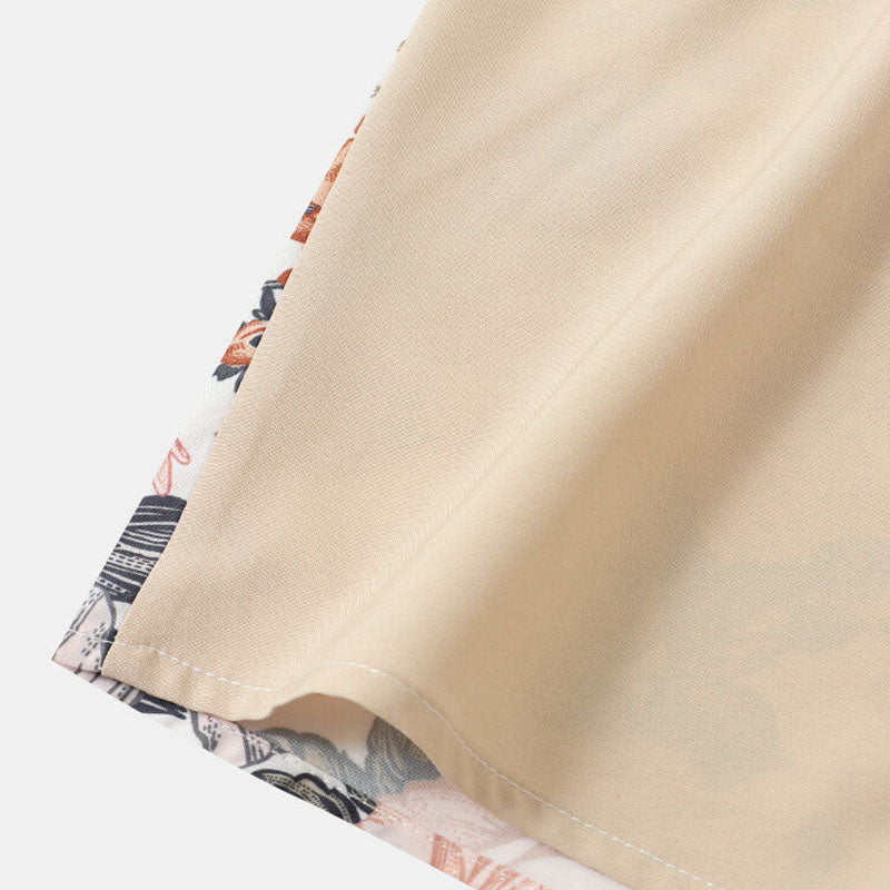 Herren Kurzarmhemd Blumenmuster Sommer Weiss