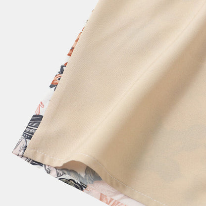 Herren Kurzarmhemd Blumenmuster Sommer Weiss