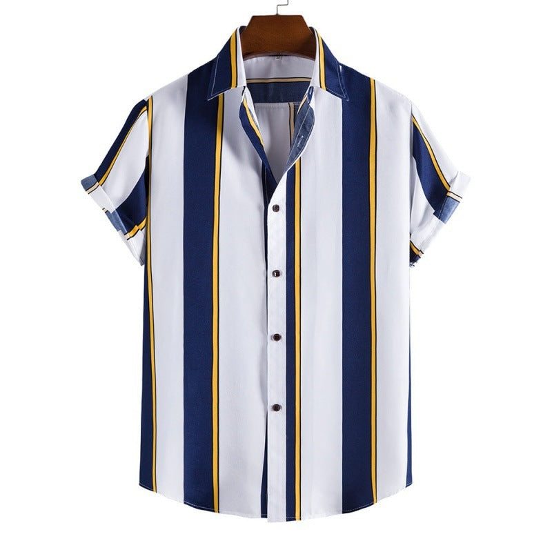 Herren Freizeithemd Retro-Style Baumwolle Blau