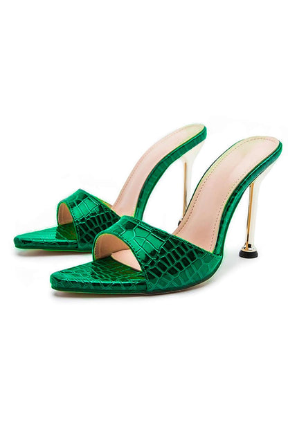 e Damen High Heels Mule aus Leder Elegant