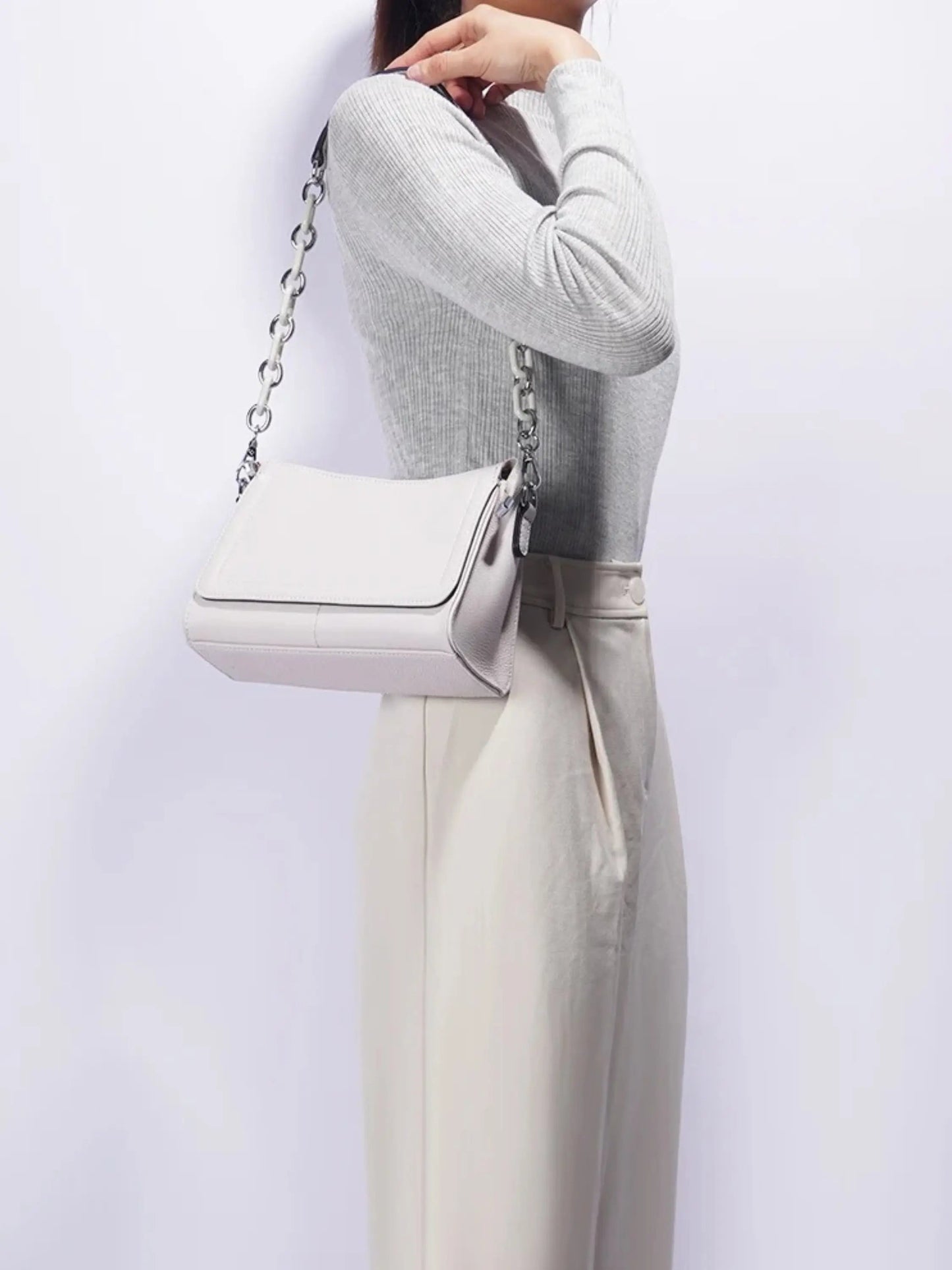 e Damen Lederschultertasche Elegantes Design