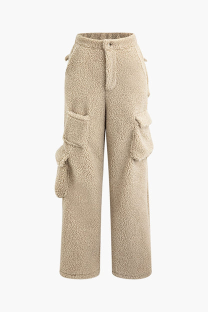Misha Damen Cargohose Teddy-Cropped-Jacke-Set